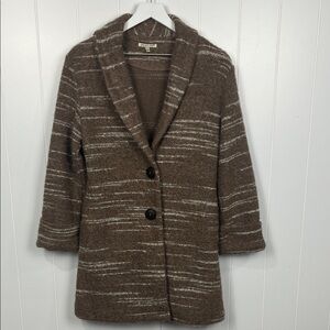 Avalin Womens Cardi M Tan White Long Sleeves Shawl Collar Pockets 2 Button Close